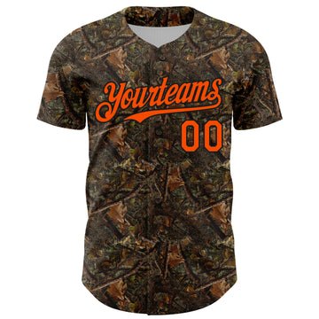 Custom Camo Orange-Black 3D Woodland Camo Authentic Salute To Service Authentic Baseball Jersey