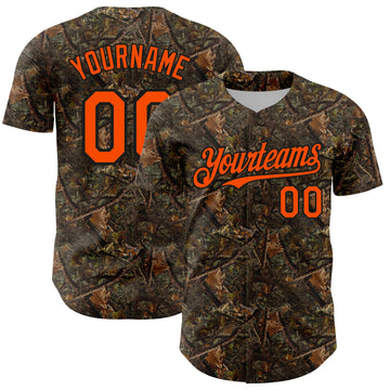 Custom Camo Orange-Black 3D Woodland Camo Authentic Salute To Service Authentic Baseball Jersey