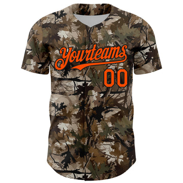 Custom Camo Orange-Black 3D Woodland Camo Authentic Salute To Service Authentic Baseball Jersey