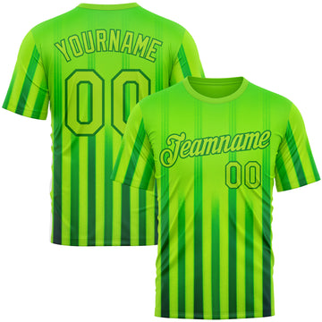 Custom Green Neon Green-Grass Green 3D Pattern Design Mexico Gradient Stripe Sport Wear Performance T-Shirt