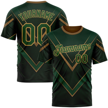 Custom Green Old Gold 3D Pattern Design Mexico Africa Sport Wear Performance T-Shirt