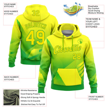 Custom Stitched Yellow Light Yellow Green-Aurora Green 3D Pattern Design Brazil Inspired Geometric Shape Sports Wear Pullover Sweatshirt Hoodie