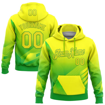 Custom Stitched Yellow Light Yellow Green-Aurora Green 3D Pattern Design Brazil Inspired Geometric Shape Sports Wear Pullover Sweatshirt Hoodie