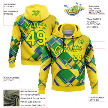 Custom Stitched Yellow Light Yellow Green-Grass Green 3D Pattern Design Brazil Inspired Geometric Shape Sports Wear Pullover Sweatshirt Hoodie