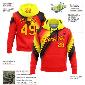 Custom Stitched Red Yellow-Black 3D Pattern Design Germany Inspired Abstract Geometric Honeycomb Shape Sports Wear Pullover Sweatshirt Hoodie