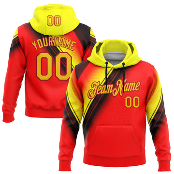 Custom Stitched Red Yellow-Black 3D Pattern Design Germany Inspired Abstract Geometric Honeycomb Shape Sports Wear Pullover Sweatshirt Hoodie