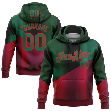 Custom Stitched Green Kelly Green-Red 3D Pattern Design Mexico Abstract Sports Wear Pullover Sweatshirt Hoodie