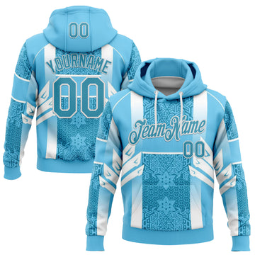 Custom Stitched Blue Panther Blue-White 3D Pattern Design Argentine Inspired Geometric Shape Sports Wear Pullover Sweatshirt Hoodie