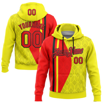 Custom Stitched Yellow Fire Red-Black 3D Pattern Design Germany Inspired Geometric Shape Sports Wear Pullover Sweatshirt Hoodie