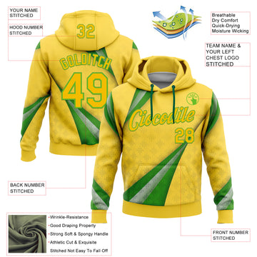 Custom Stitched Yellow Green-Aurora Green 3D Pattern Design Brazil Inspired Geometric Shape Sports Wear Pullover Sweatshirt Hoodie