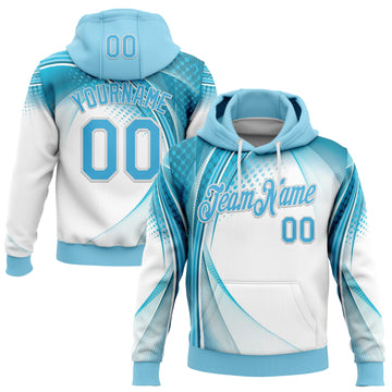Custom Stitched Blue Sky Blue-White 3D Pattern Design Argentine Inspired Geometric Shape Sports Wear Pullover Sweatshirt Hoodie