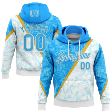 Custom Stitched Blue Sky Blue-White 3D Pattern Design Argentine Inspired Graffiti Sports Wear Pullover Sweatshirt Hoodie