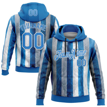 Custom Stitched Blue Powder Blue-White 3D Pattern Design Argentine Inspired Sun And Moon Sports Wear Pullover Sweatshirt Hoodie