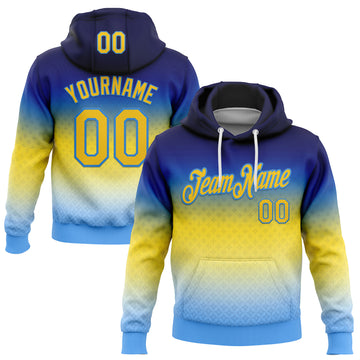 Custom Stitched Blue Yellow-Powder Blue 3D Pattern Design Argentine Inspired Gradient Sports Wear Pullover Sweatshirt Hoodie