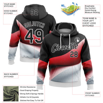 Custom Stitched Black Red-White 3D Pattern Design Germany Inspired Geometric Shape Sports Wear Pullover Sweatshirt Hoodie