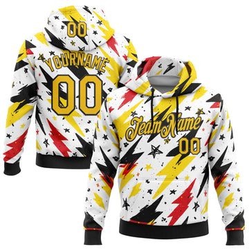 Custom Stitched White Yellow Red-Black 3D Pattern Design Germany Inspired Graffiti Sports Wear Pullover Sweatshirt Hoodie