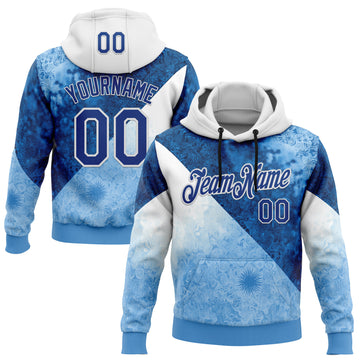 Custom Stitched Blue Royal-White 3D Pattern Design Argentine Inspired Geometric Floral Watercolor Sports Wear Pullover Sweatshirt Hoodie
