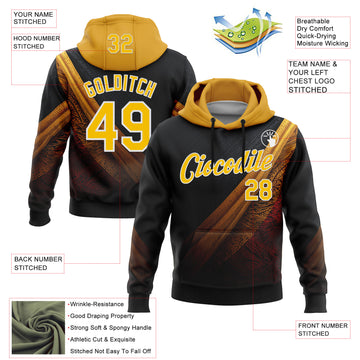 Custom Stitched Black Yellow-White 3D Pattern Design Germany Inspired Tribal Sports Wear Pullover Sweatshirt Hoodie