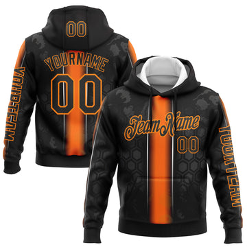 Custom Black Orange-Bay Orange 3D Halloween Pumpkin Spooky Sportswear Sports Pullover Sweatshirt Hoodie