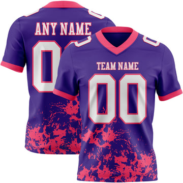 Custom Purple White-Neon Pink 3D Pattern Splash Authentic Football Jersey