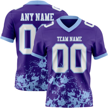 Custom Purple White-Light Blue 3D Pattern Splash Authentic Football Jersey
