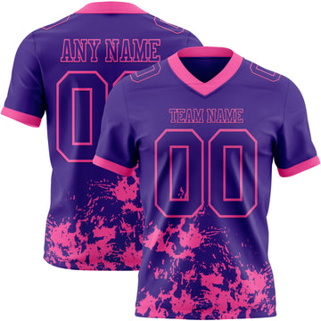 Custom Purple Pink 3D Pattern Splash Authentic Football Jersey