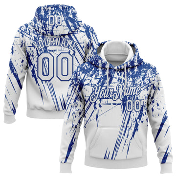 Custom Stitched White Royal 3D Pattern Design Splash Grunge Art Sports Pullover Sweatshirt Hoodie