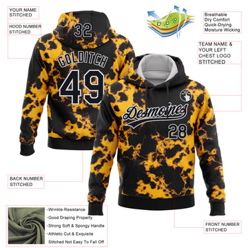 Custom Stitched Tie Dye Black-White 3D Sports Pullover Sweatshirt Hoodie