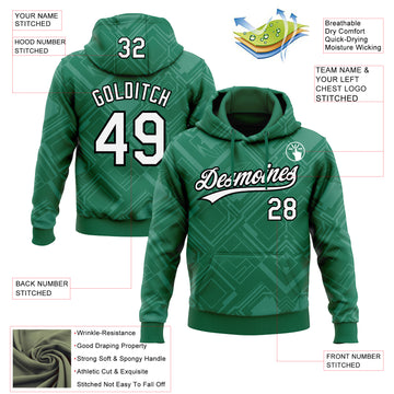 Custom Stitched Kelly Green White-Black 3D Pattern Design Line Sportswear Pullover Sweatshirt Hoodie