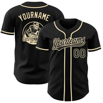 Custom Black-Cream Authentic Baseball Jersey