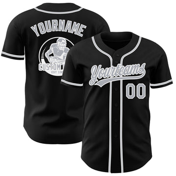 Custom Black Gray-White Authentic Baseball Jersey