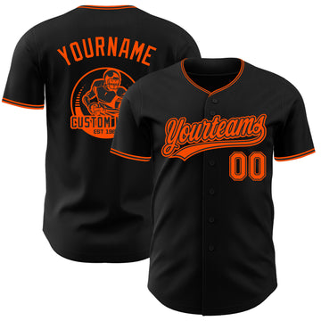 Custom Black-Orange Authentic Baseball Jersey