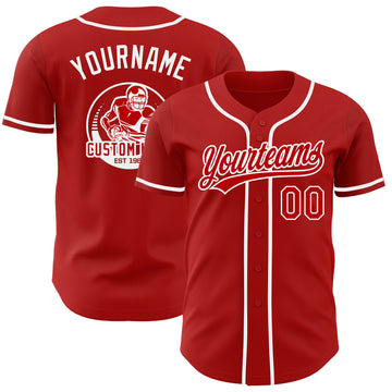 Custom Red-White Authentic Baseball Jersey