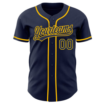 Custom Navy-Gold Authentic Baseball Jersey
