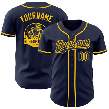 Custom Navy-Gold Authentic Baseball Jersey