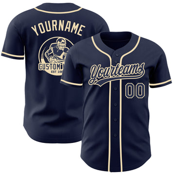 Custom Navy-Cream Authentic Baseball Jersey