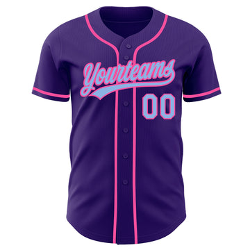 Custom Purple Light Blue-Pink Authentic Baseball Jersey