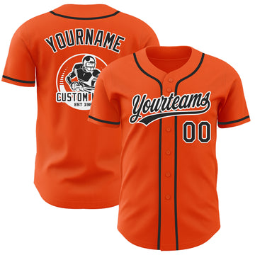 Custom Orange Black-White Authentic Baseball Jersey