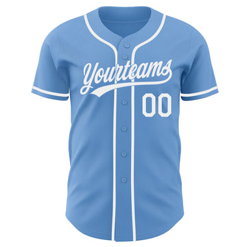 Custom Light Blue-White Authentic Baseball Jersey