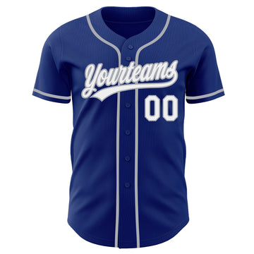 Custom Royal White-Gray Authentic Baseball Jersey