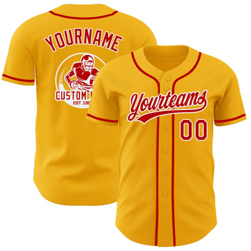 Custom Gold Red-White Authentic Baseball Jersey