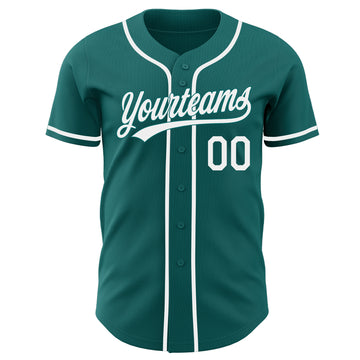 Custom Teal-White Authentic Baseball Jersey