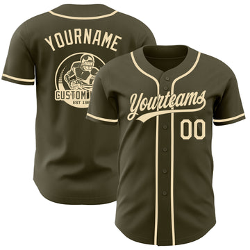 Custom Olive-Cream Authentic Baseball Jersey