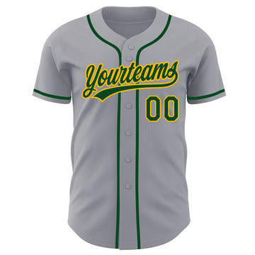 Custom Gray Green-Gold Authentic Baseball Jersey