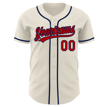 Custom Cream Red-Navy Authentic Baseball Jersey