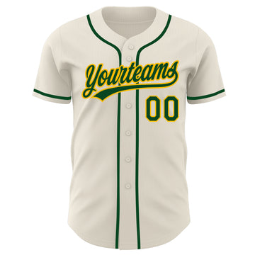 Custom Cream Green-Gold Authentic Baseball Jersey