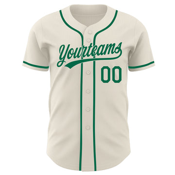 Custom Cream-Kelly Green Authentic Baseball Jersey