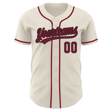 Custom Cream Crimson-Black Authentic Baseball Jersey