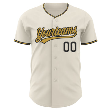 Custom Cream Black-Old Gold Authentic Baseball Jersey