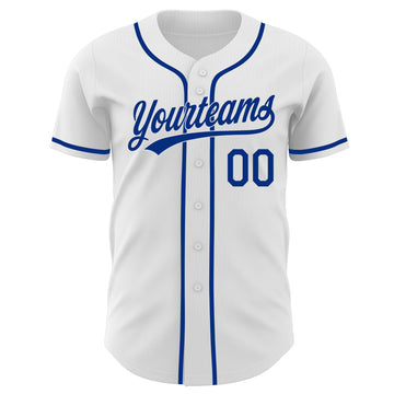 Custom White-Royal Authentic Baseball Jersey
